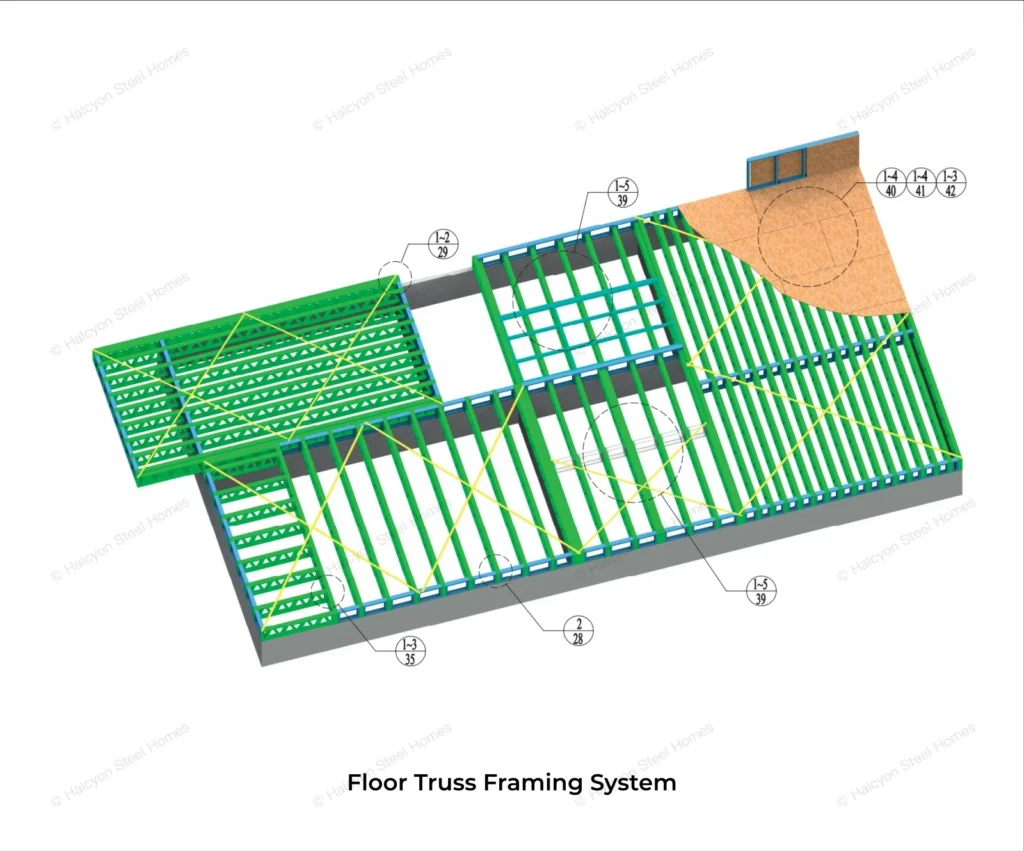 prefabricated steel open-web floor truss system