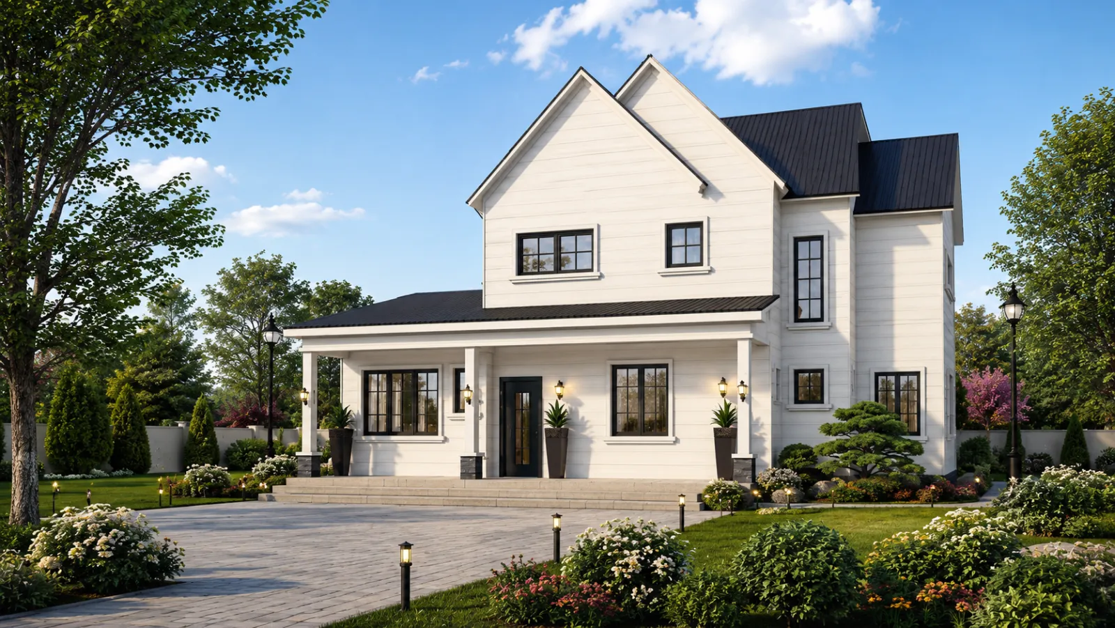 Halcyon-B2 two-storey gabled villa front exterior view